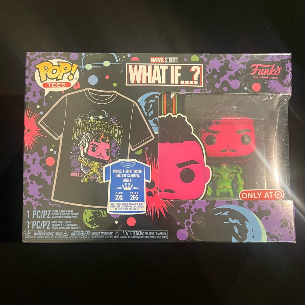 Funko Pop! Marvel Studios What If Tees Killmonger & Shirt 2XL T-Shirt Bundle